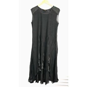Jerry‎ T New York Womens Dress Sz XL Sheer Fairy Grunge Crinkle Hi Lo Sleeveless